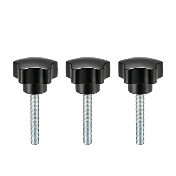 2 pieces Star Knobs Grips M6 x 50mm Male thread Zinc Steel Stud Black PP 2 pieces Star Knobs Grips M6 x 50mm Male thread Zinc Steel Stud Black PP